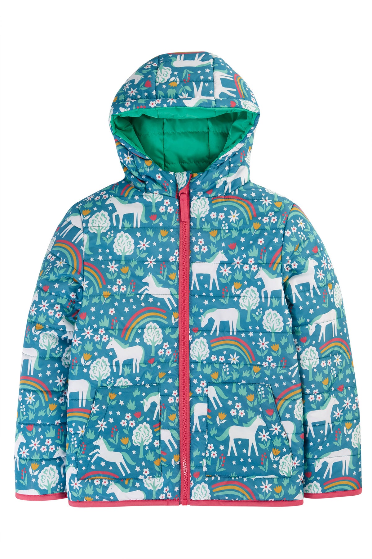 Wende-Regenjacke Pferde aus Petflaschen recycelt, von Frugi