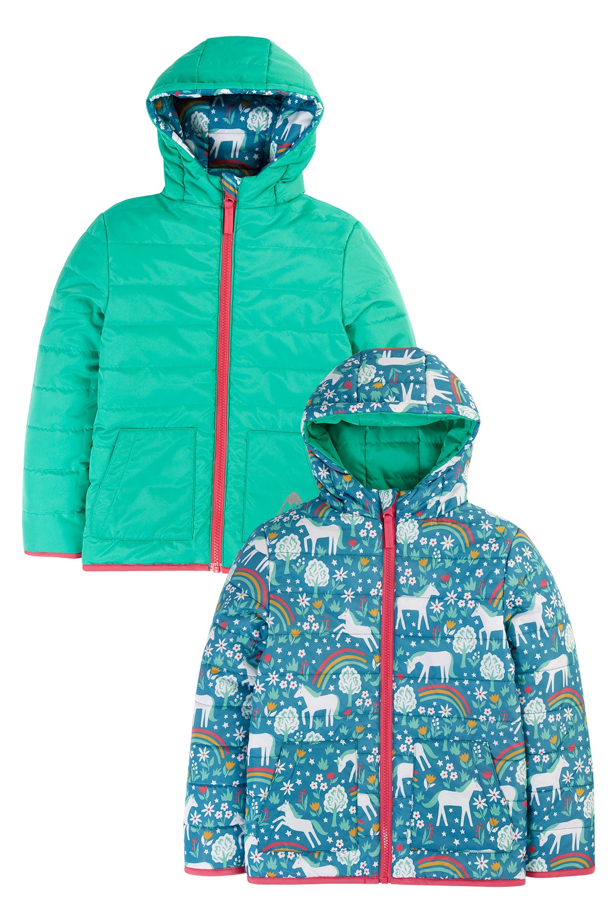 Wende-Regenjacke Pferde aus Petflaschen recycelt, von Frugi